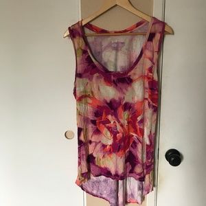 a.n.a Pink Floral Tank Top Blouse